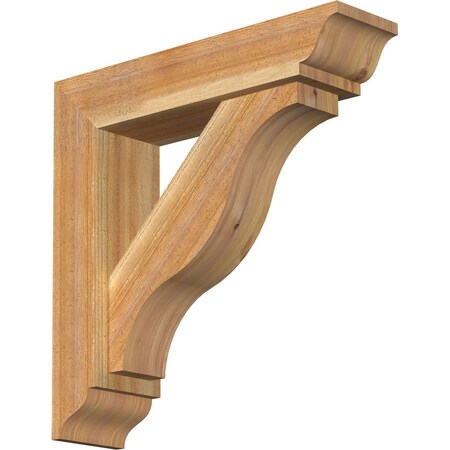 Ekena Millwork Funston Traditional Rough Sawn Bracket w/ Offset Brace, Western Red Cedar, 6"W x 24"D x 24"H BKT0604X24X24FST01RWR